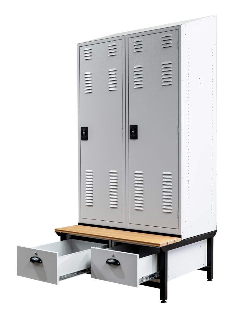 Service Lockers with Seat and Pull-Out Drawers