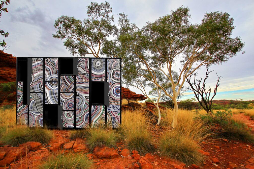 Lockers with Aboriginal vinyl wrap